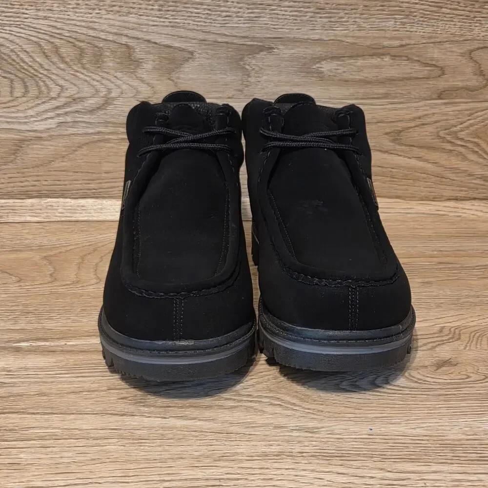 Lugz Fringe Chukka Boots Black Faux Nubuck Mens Size 12 Ankle Boot Lug Sole